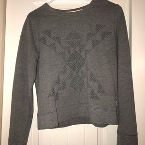 Grey crew neck sweater with Aztec print